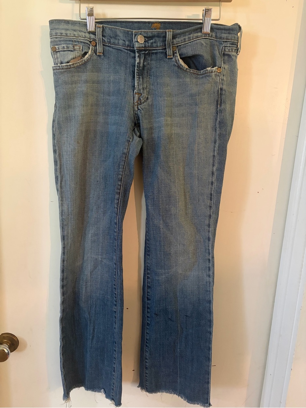 7 For All Mankind Light Blue Denim Bootcut Jeans - Interior Label Detail